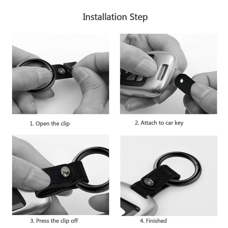 Idakekiy Zinc Alloy Key Rings Leather Part Button Key Clip Carabiner Keychain Split Keyrings for Men and Women - Image 4